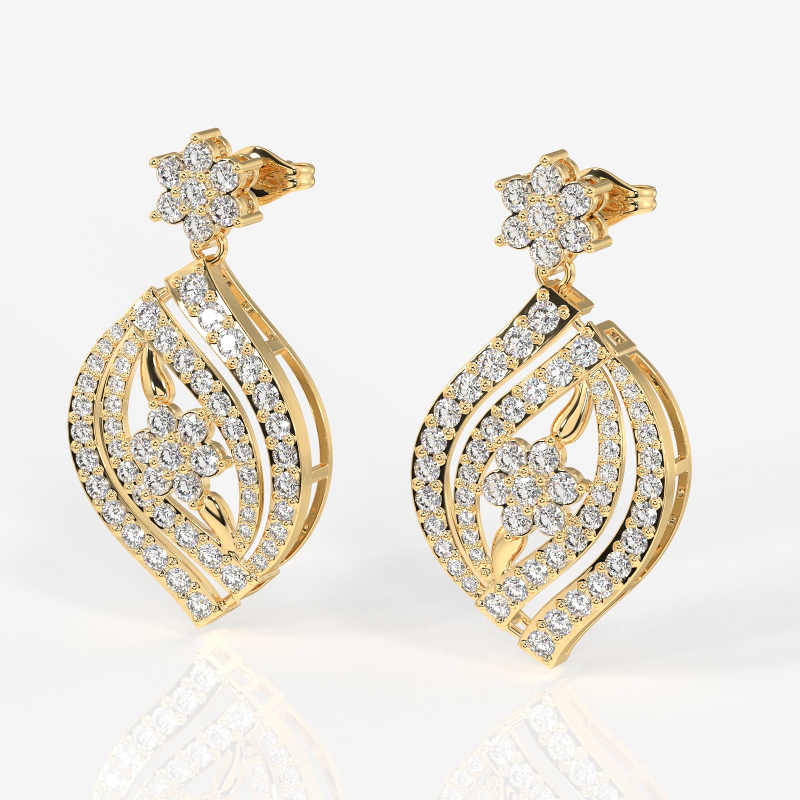 Buy Caratbazaar Florence Lab Grown Diamond Bridal 18k Gold Earrings