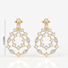 Buy Caratbazaar Golden Vine Lab Grown Drop 14k Gold Earrings
