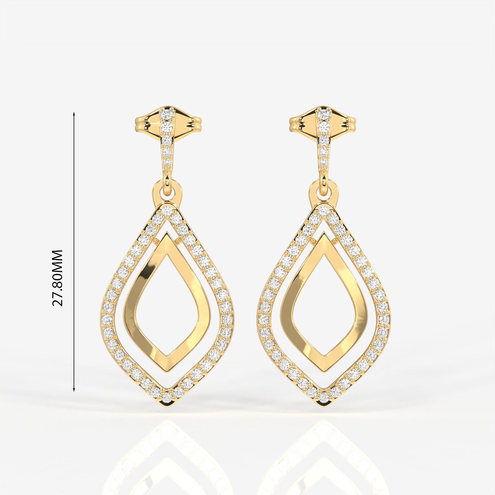 Buy Caratbazaar Luxe Petal Lab Grown Danglers 14k Gold Earrings