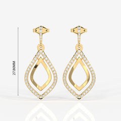Buy Caratbazaar Luxe Petal Lab Grown Danglers 14k Gold Earrings
