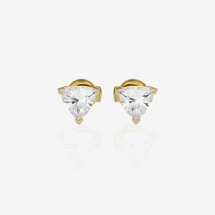 Buy Caratbazaar Premium Trillion Cut Lab Grown Diamond Certified Stud 14k Gold Earrings