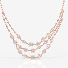 Buy Caratbazaar Round & Baguette Cut Moissanite Diamond Sterling Silver Necklace