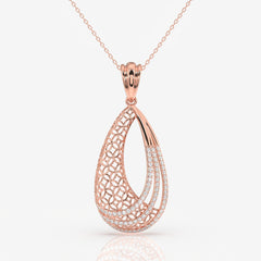 Buy Caratbazaar Round Cut Lab Grown Diamond Dina Trellis Fashion 14k Gold Pendant