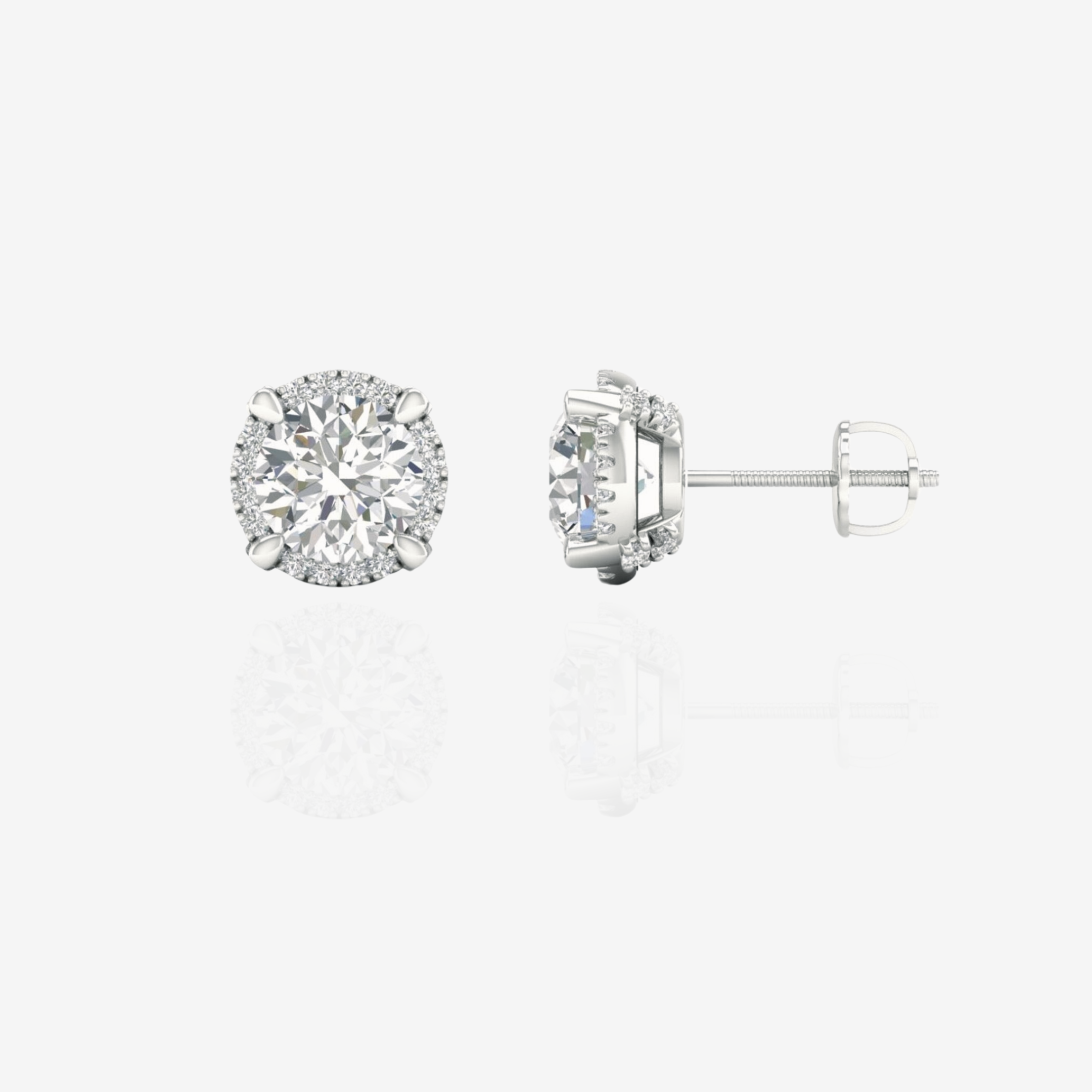Buy Caratbazaar Round Cut Lab Grown Diamond Halo Stud 14k Gold Earrings