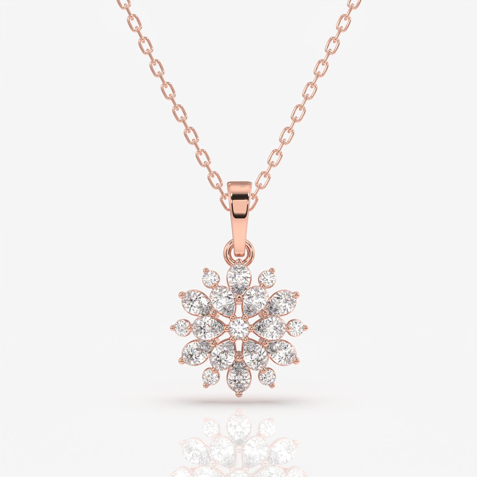 Buy Caratbazaar Round Cut Lab Grown Diamond Petal Essence Fashion 14k Gold Pendant