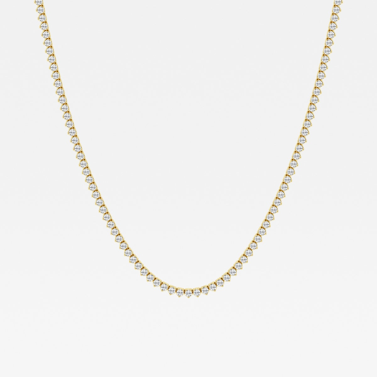 Buy Caratbazaar Round Cut Lab Grown Diamond Three Prong Tennis 14K Gold Necklace