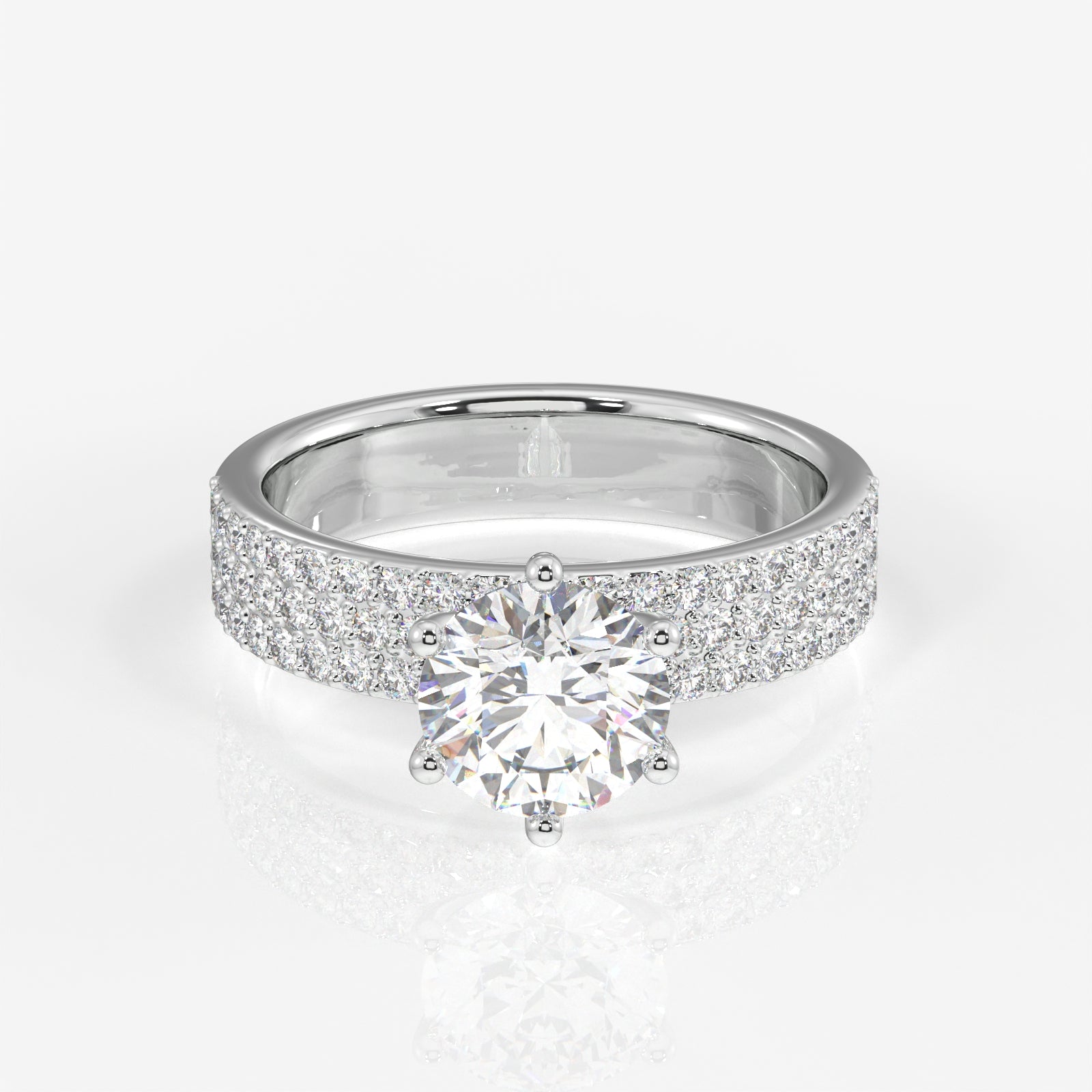 Buy Caratbazaar Round Cut Moissanite Diamond Pave Sterling Silver Ring