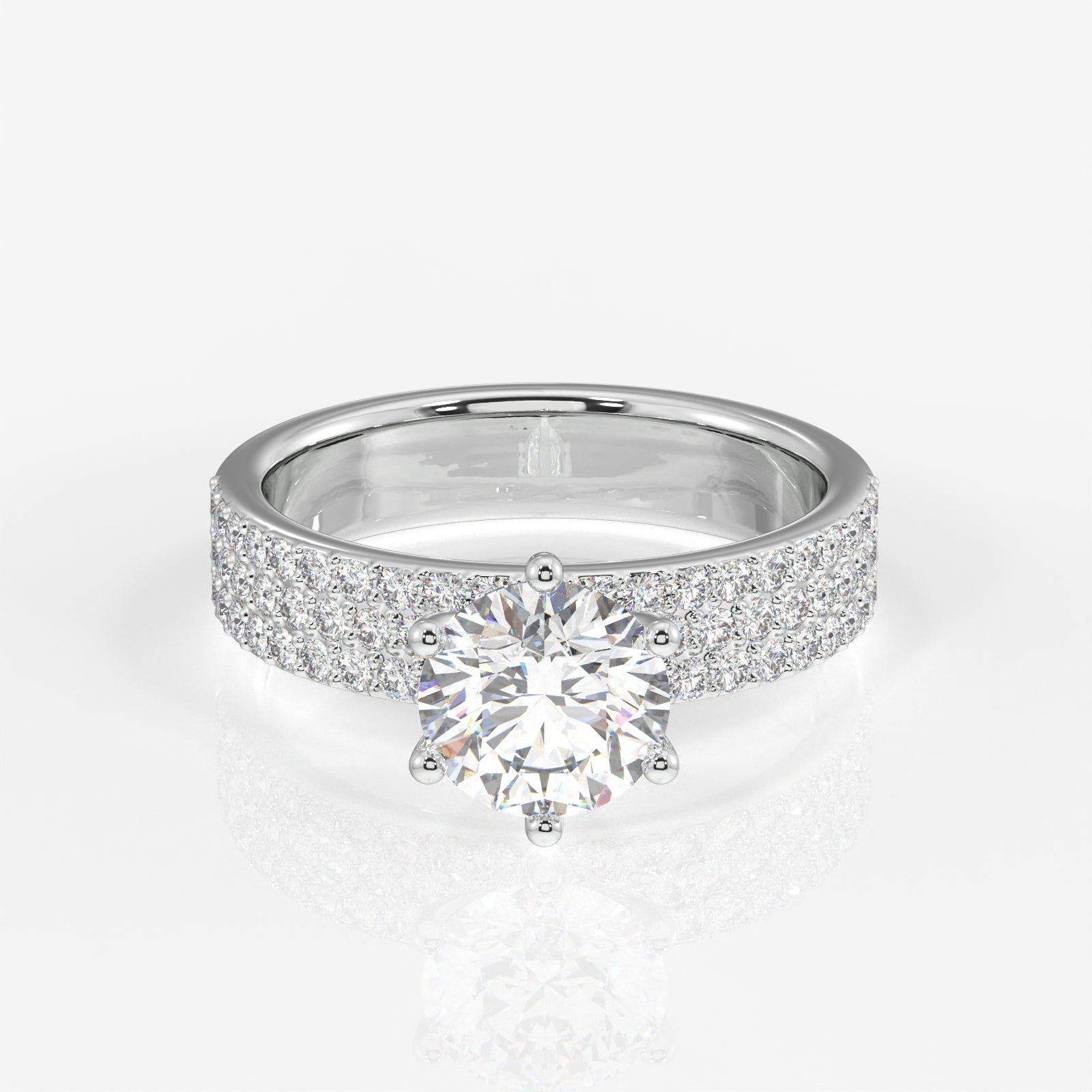 Buy Caratbazaar Round Cut Moissanite Diamond Pave Sterling Silver Ring