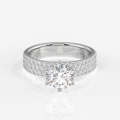 Buy Caratbazaar Round Cut Moissanite Diamond Pave Sterling Silver Ring