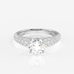 Buy Caratbazaar Round Cut Moissanite Diamond Three lane Pave Sterling Silver Ring
