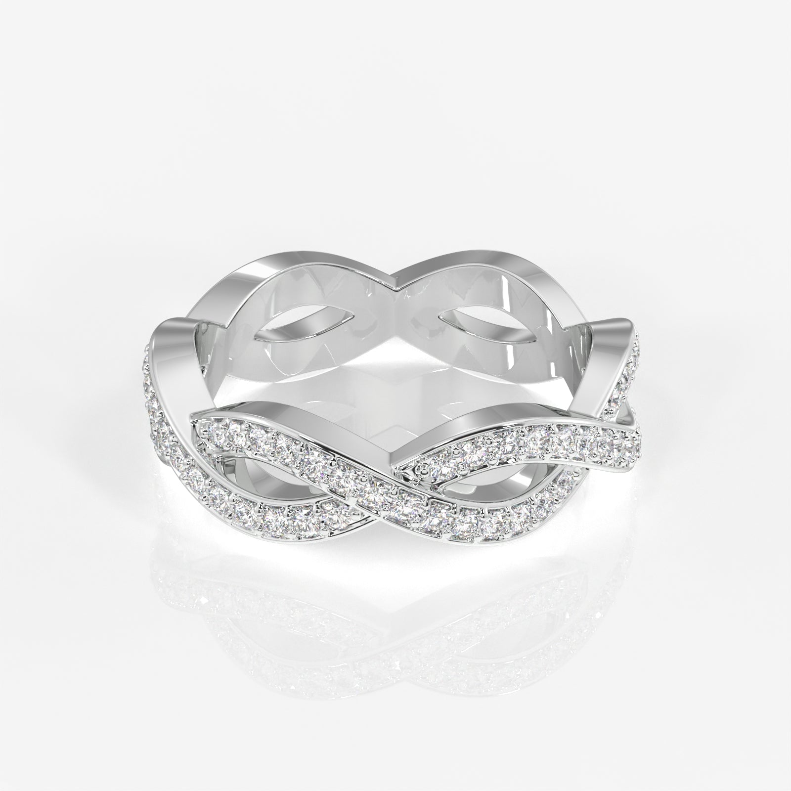 Buy Caratbazaar Round Cut Moissanite Diamond twisted Eternity Sterling Silver Band