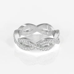 Buy Caratbazaar Round Cut Moissanite Diamond twisted Eternity Sterling Silver Band