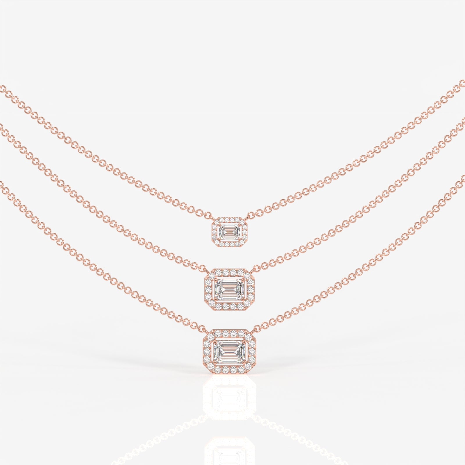 Buy Caratbazaar Round and Emerald Cut Moissanite Diamond Sterling Silver Necklace