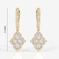 Buy Caratbazaar Stellar Marquise Lab Grown Danglers 14k Gold Earrings