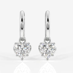 Buy Caratbazaar Heart Cut Lab Grown Diamond Dangler 14K Gold Earrings