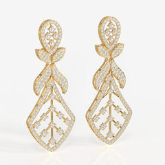 Buy Celestial Bow Moissanite Danglers 14k Gold Earrings