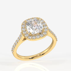 Buy Cushion Cut Moissanite Diamond Halo Engagement 14K Gold Ring