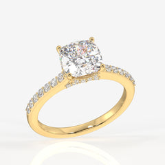 Buy Cushion Cut Moissanite Diamond Hidden Halo 14k Gold Ring