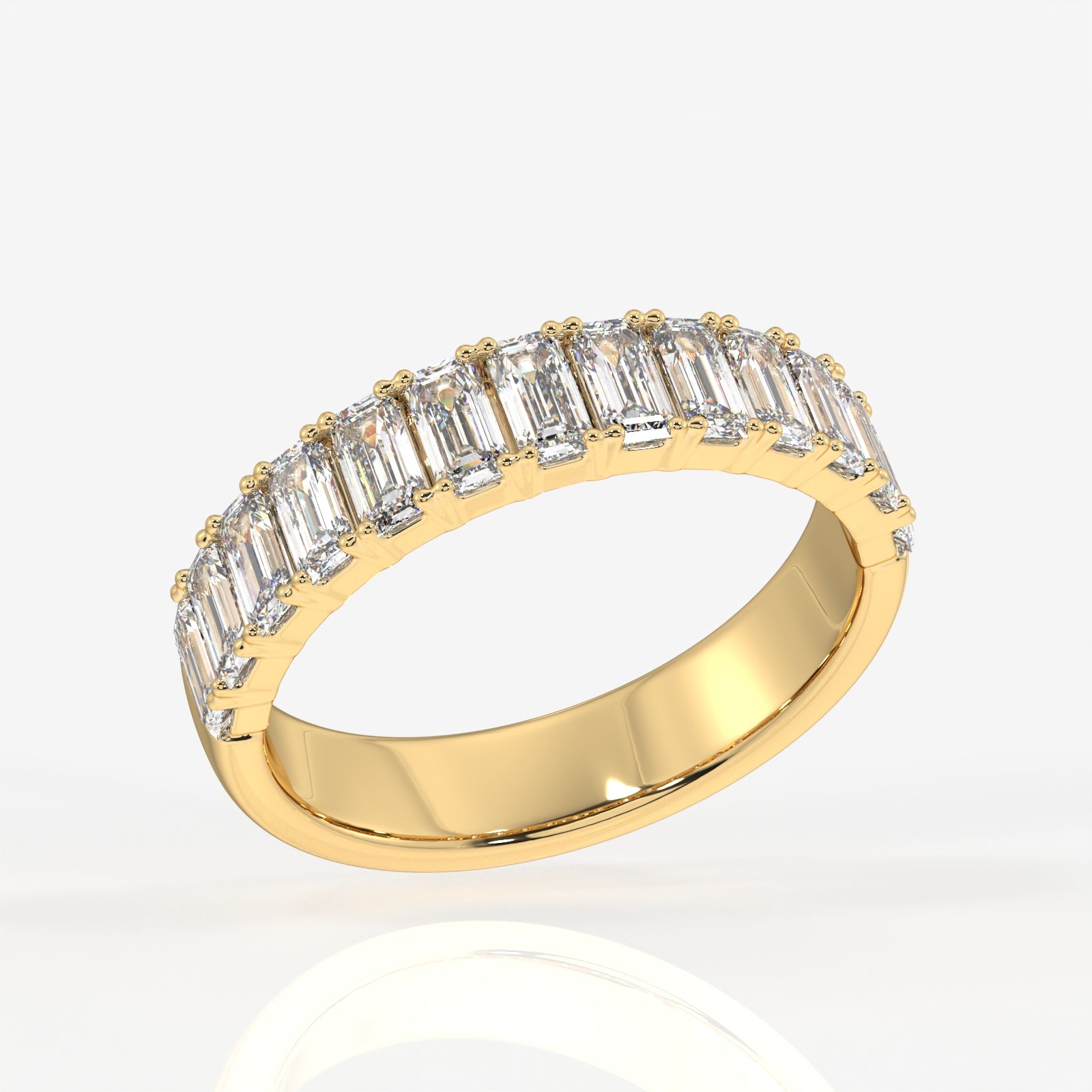 Buy Emerald Cut Lab Grown Diamond Wedding 18k Gold Band Ring