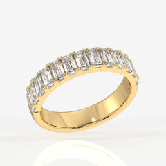 Buy Emerald Cut Lab Grown Diamond Wedding 18k Gold Band Ring