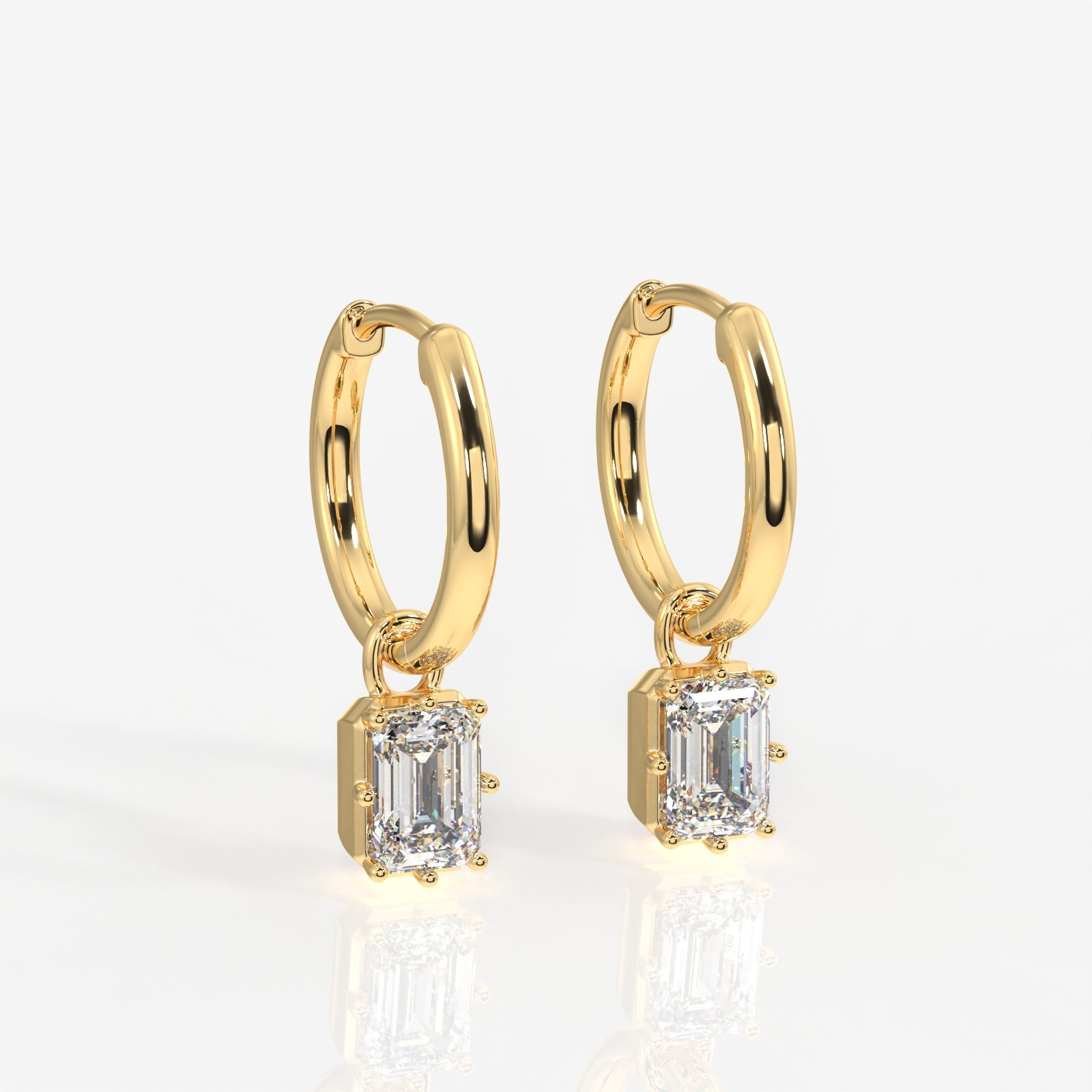 Buy Emerald Cut Moissanite Diamond Dangle 14K Gold Earrings