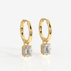 Buy Emerald Cut Moissanite Diamond Dangle 14K Gold Earrings