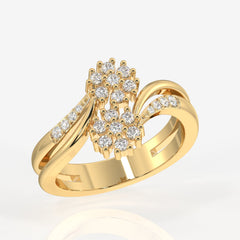 Buy Floral Duo Lab Grown Diamond 18k Gold Ring