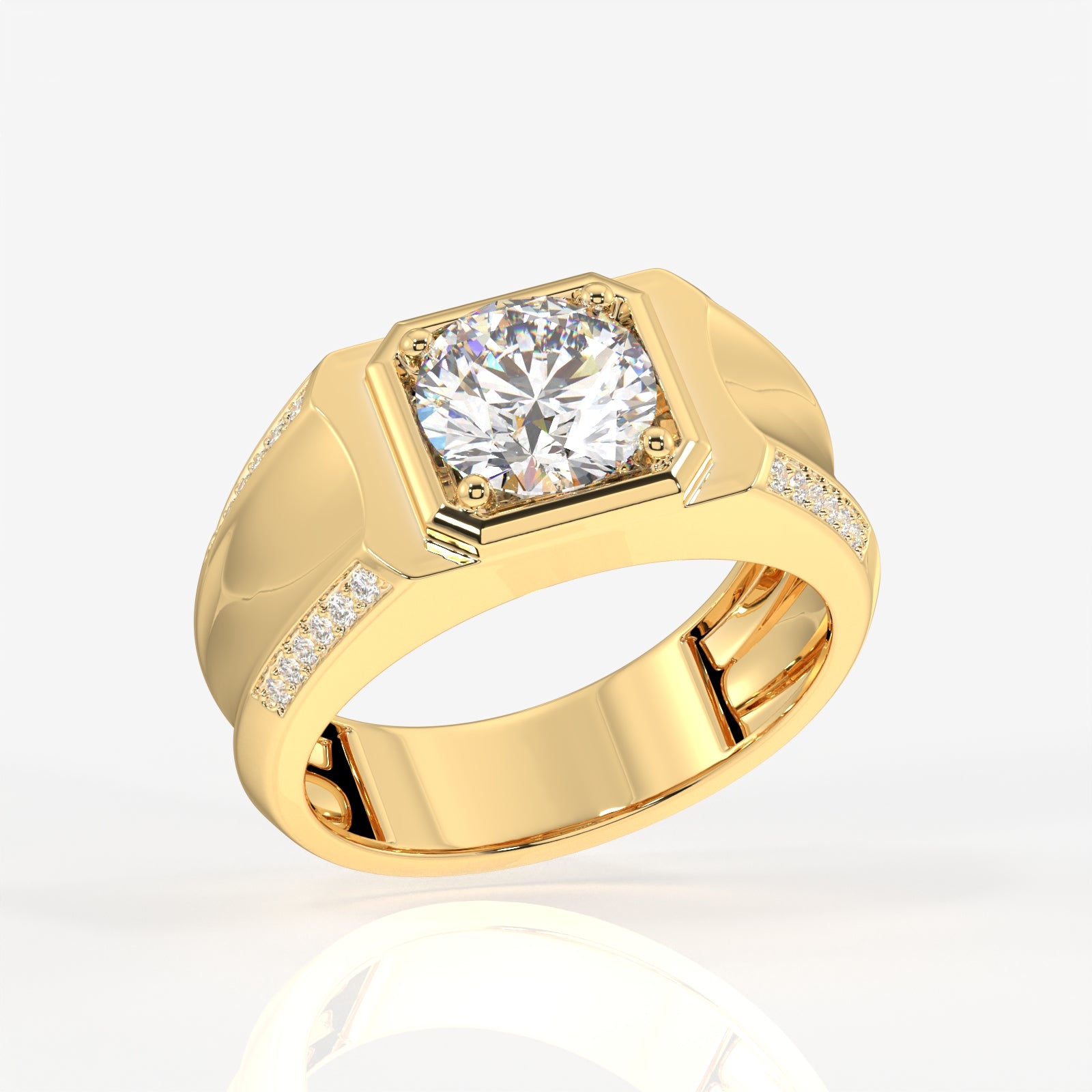 Buy Lab Grown Diamond, Men' s Unique Engagement 14k Gold Ring