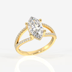 Buy Marquise Cut Moissanite Diamond Engagement Sterling Silver Ring