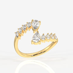 Buy Pear Cut Moissanite Diamond Daily Wear 18K Gold Ring