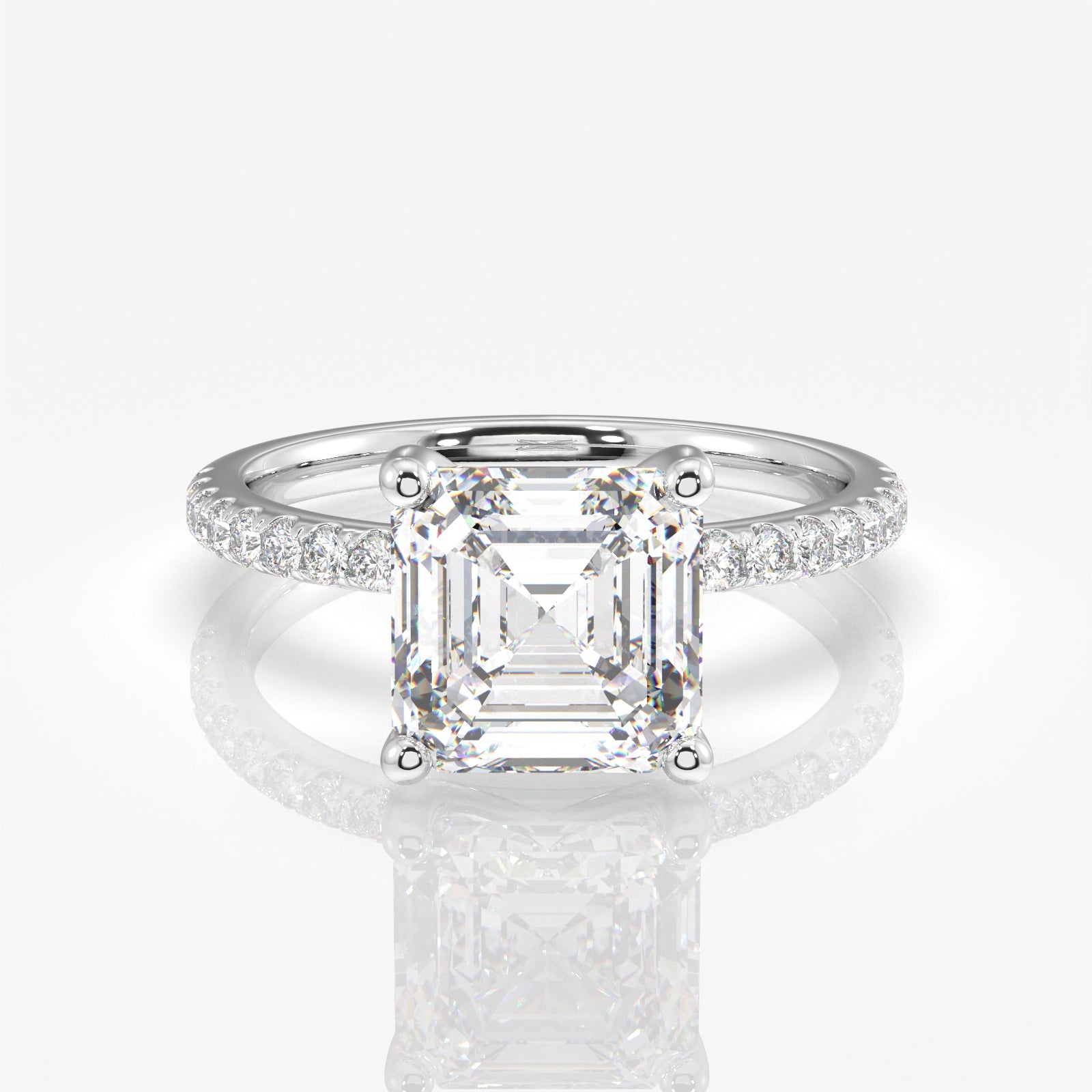 Buy Premium Asscher Cut Moissanite Diamond Pave 14k Gold Ring