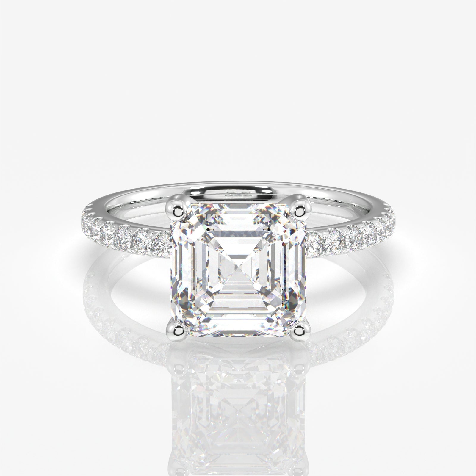 Buy Premium Asscher Cut Moissanite Diamond Pave 14k Gold Ring