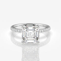 Buy Premium Asscher Cut Moissanite Diamond Pave 14k Gold Ring
