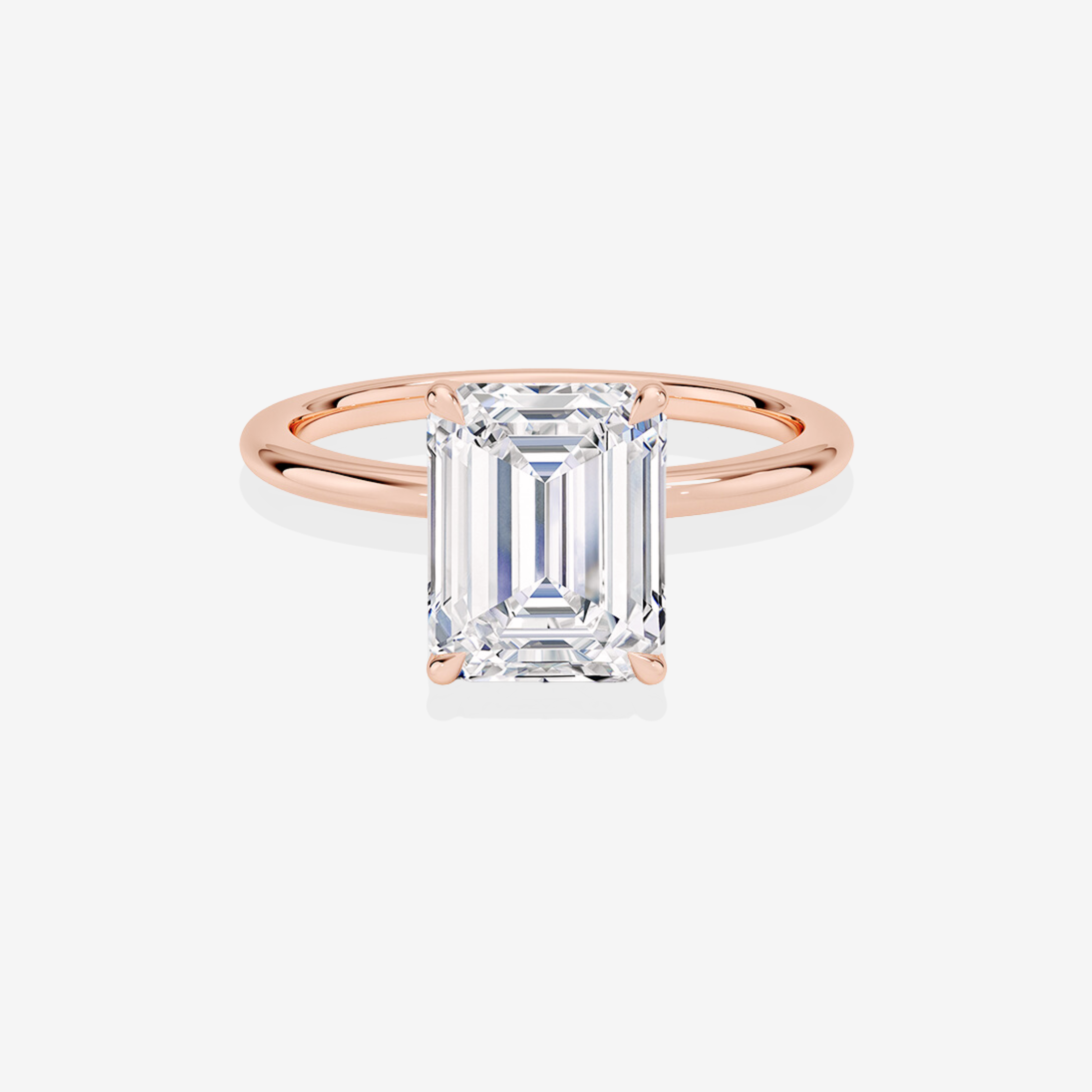 Buy Premium Emerald Cut Lab Grown Diamond Petite Solitaire Engagement 14k Gold Ring