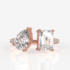 Buy Premium Emerald and Pear Cut Moissanite Diamond Toi Moi Sterling Silver Ring