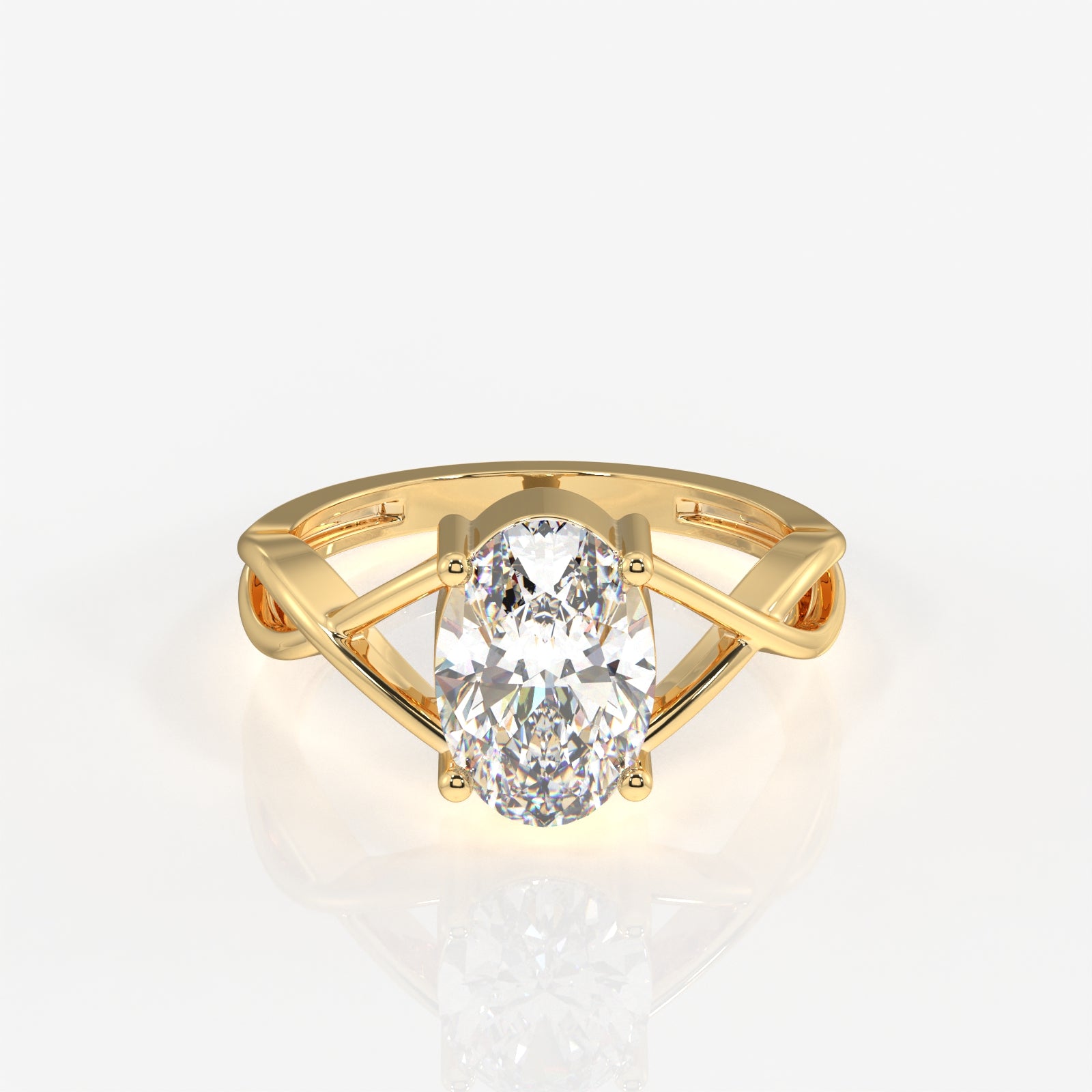 Oval Cut Moissanite Diamond Engagement Sterling Silver Ring