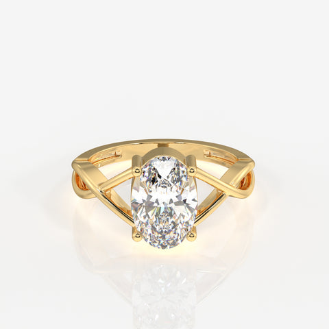 Oval Cut Moissanite Diamond Engagement Sterling Silver Ring