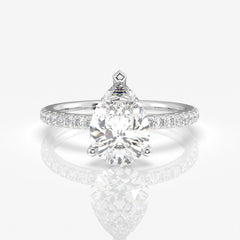 Pear Cut Moissanite Diamond Pave 14k Ring