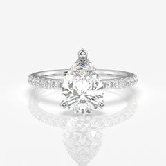 Pear Cut Moissanite Diamond Pave 14k Ring