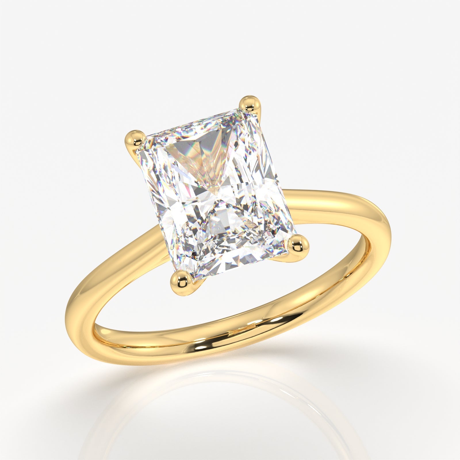 Buy Radiant Cut Lab Grown Diamond Classic Solitaire Engagement 14k Gold Ring