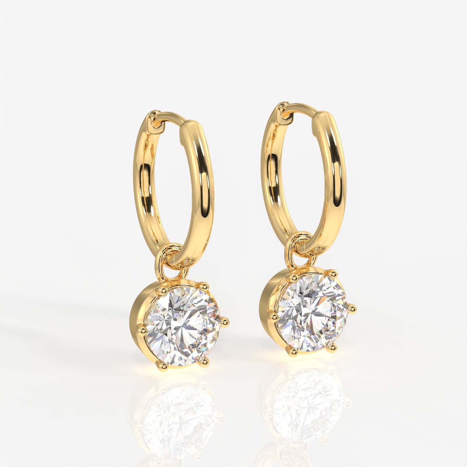 Buy Round Cut Lab Grown Diamond Dangle 14K Gold Earrings