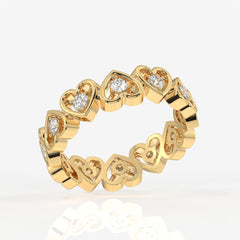 Buy Round Cut Lab Grown Diamond Heart Eternity 18k Gold Band Ring