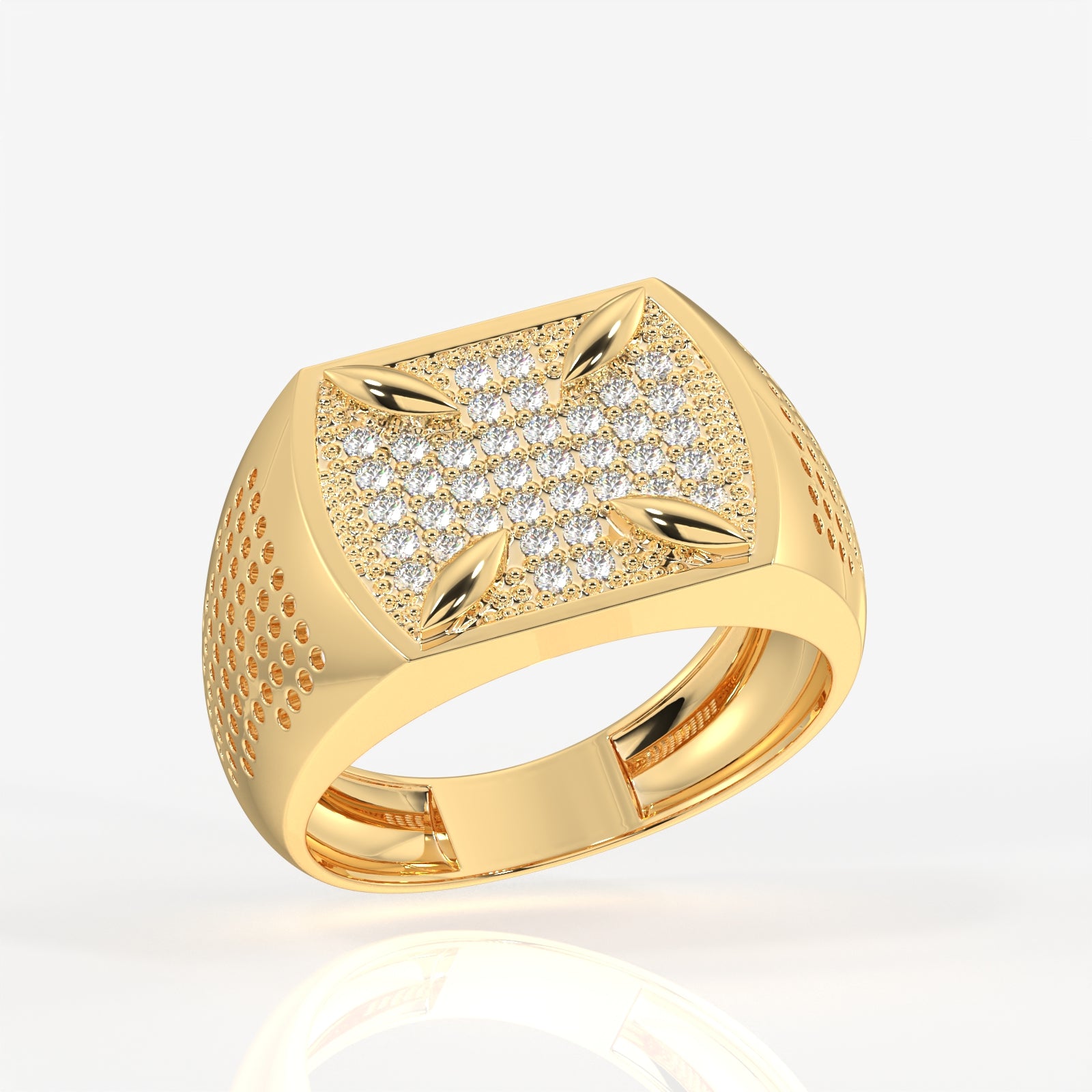 Buy Round Cut Lab Grown Diamond Men's 14k Gold Ring