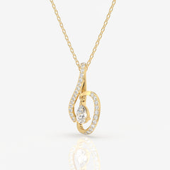 Buy Round Cut Lab Grown Diamond Pear Prestige Fashion 14k Gold Pendant