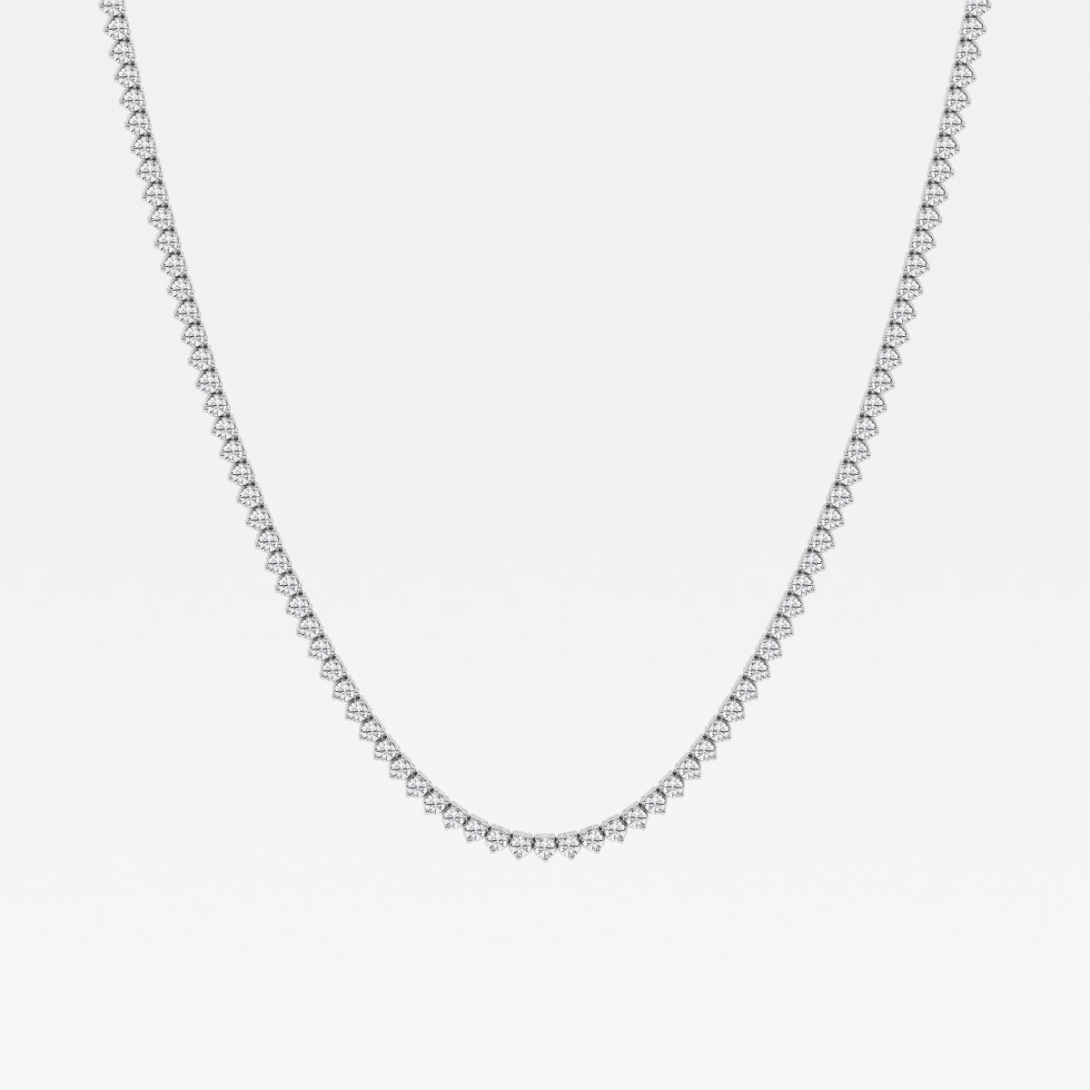 Buy Round Cut Lab Grown Diamond Three Prong Tennis 14K Gold Necklace