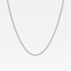 Buy Round Cut Lab Grown Diamond Three Prong Tennis 14K Gold Necklace