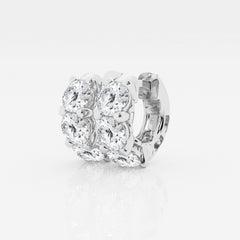 Buy Round Cut Lab Grown Diamond Three Stone Hoop 14k Gold Earrings