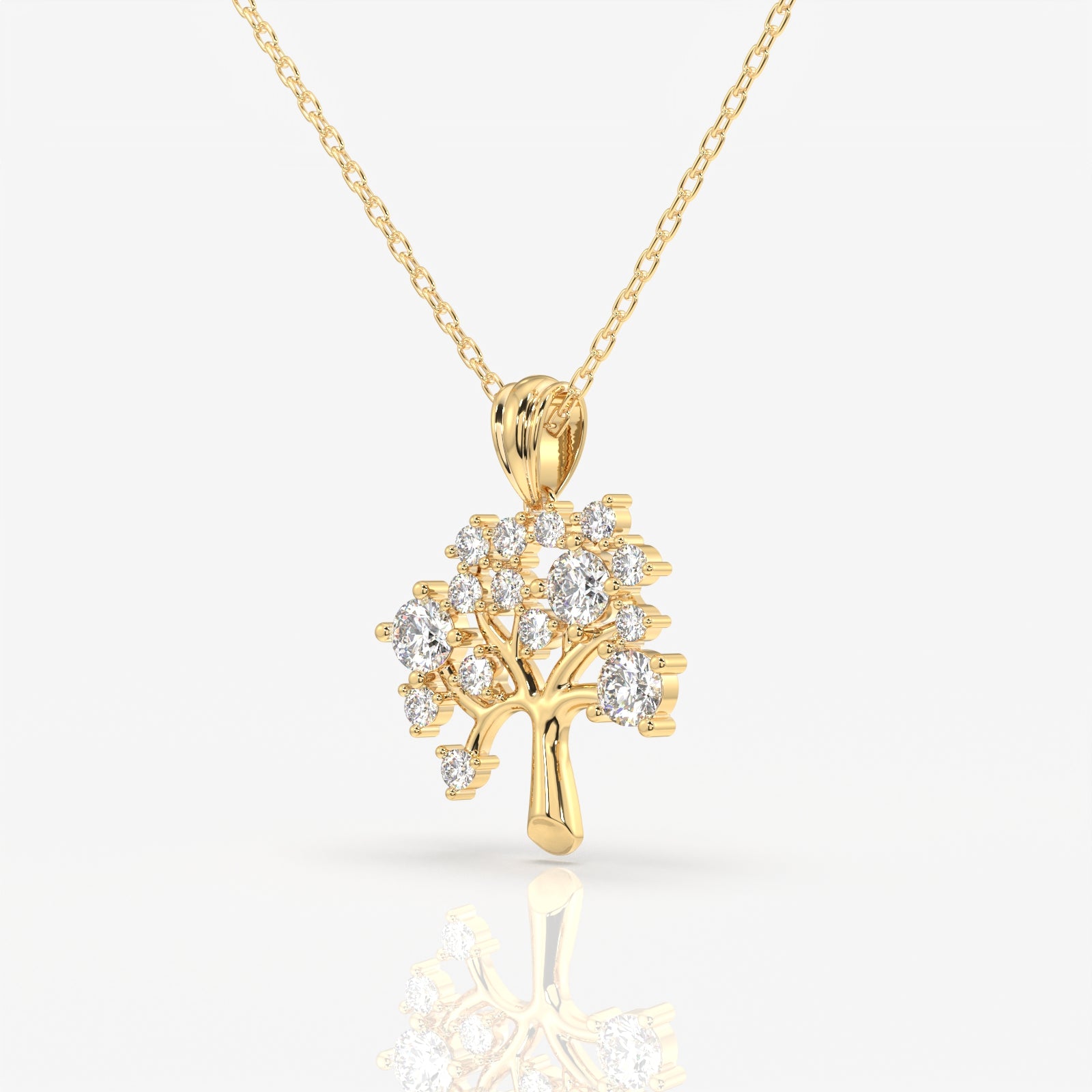 Buy Round Cut Lab Grown Diamond Woodland Glow Fashion 14k Gold Pendant