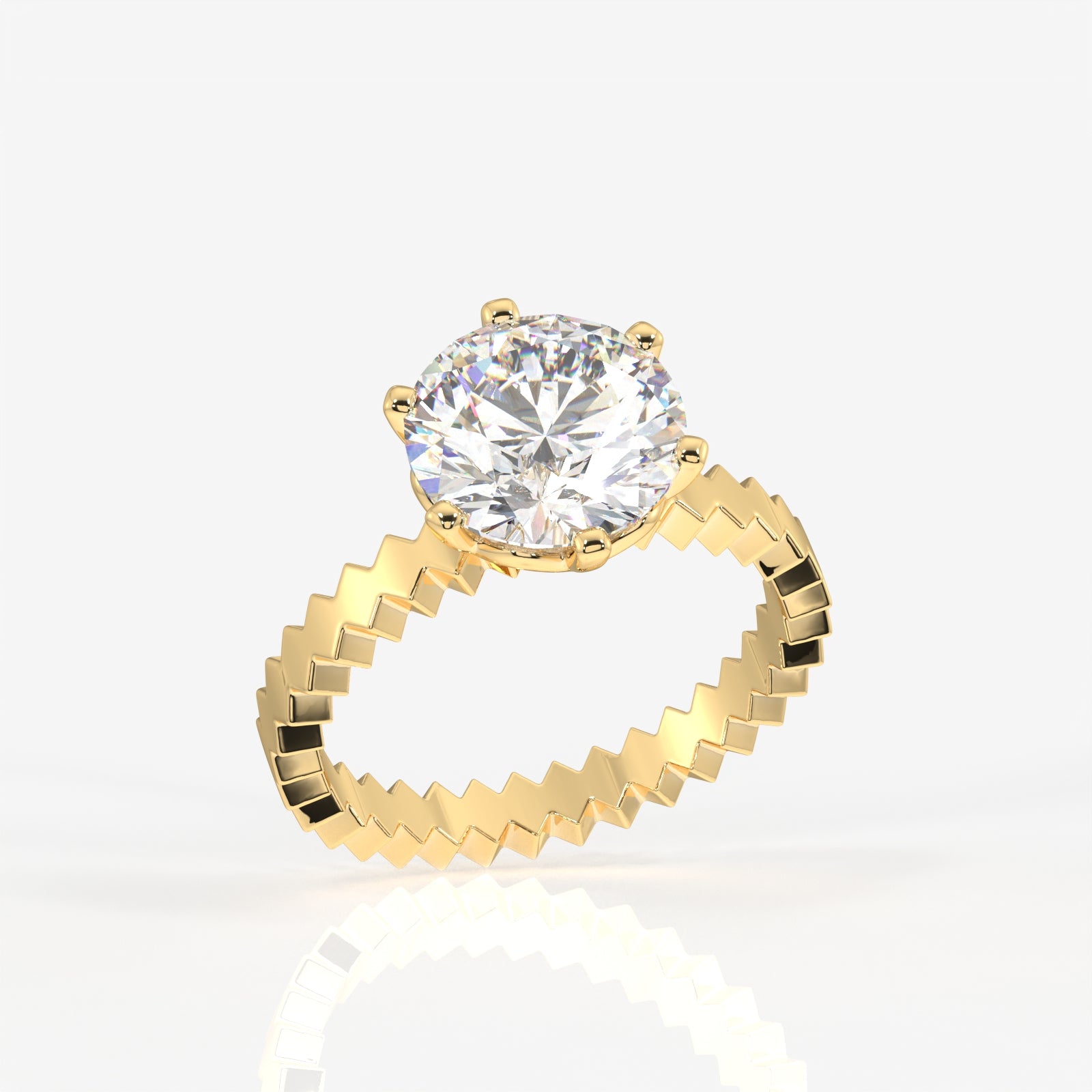 Buy Round Cut Moissanite Diamond Engagement Sterling Silver Ring