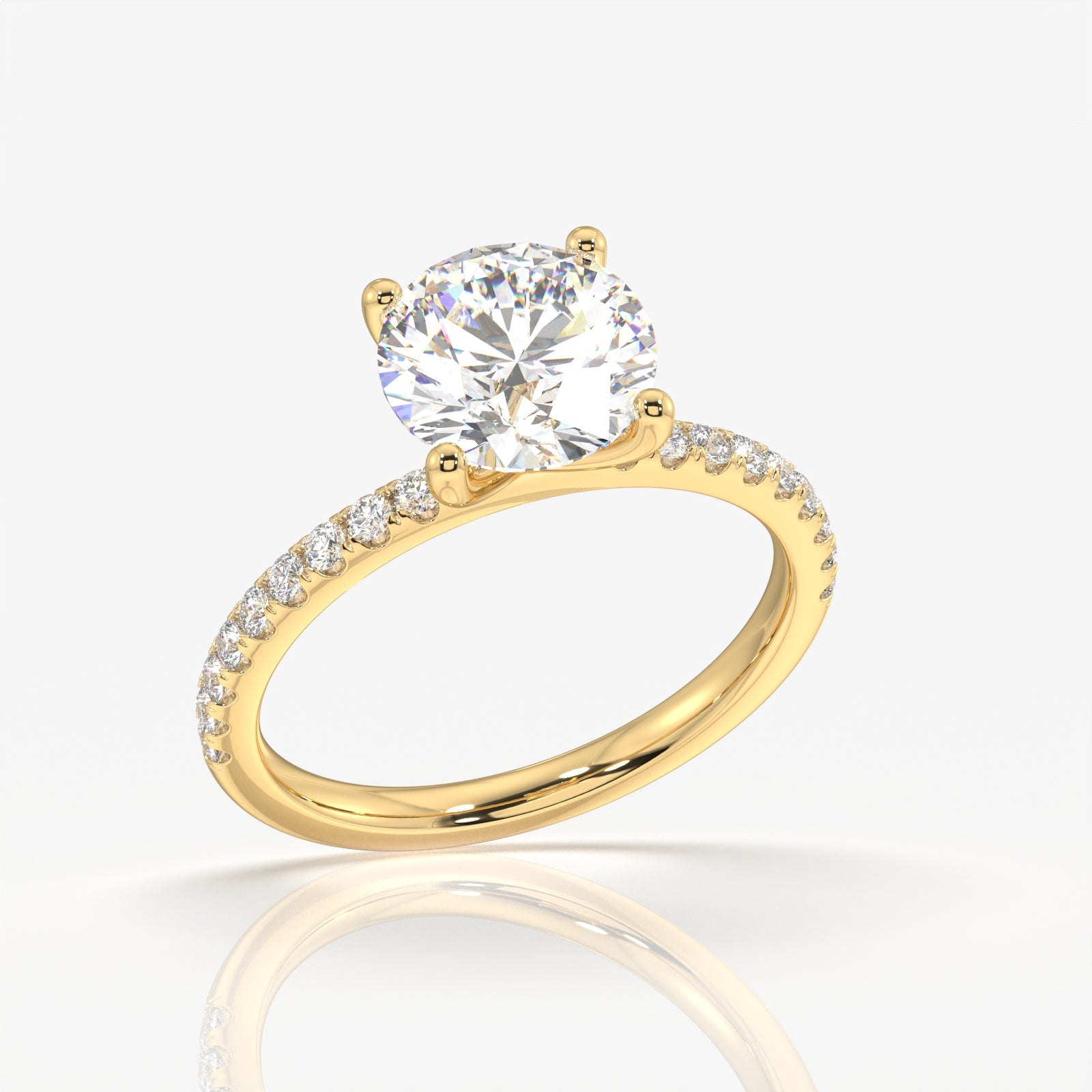 Buy Round Cut Moissanite Diamond Pave Gold Ring